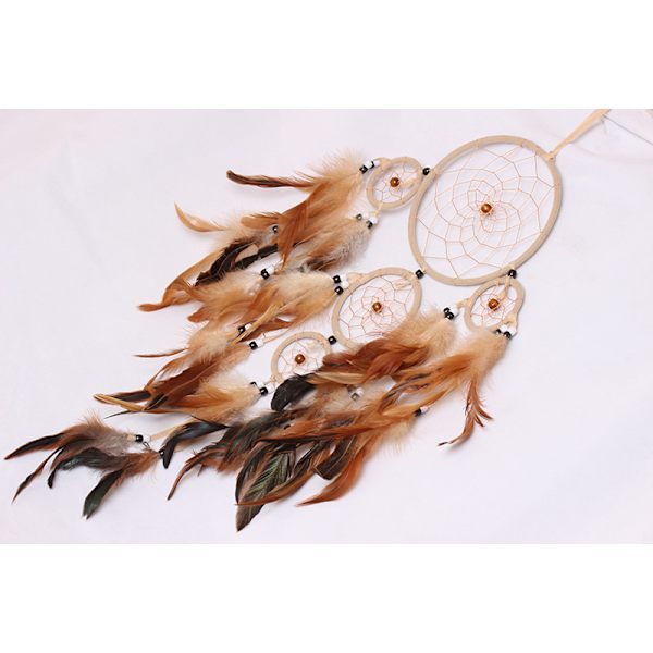 Drømmefanger (L = 70 cm), ægte fjer (Dreamcatcher)