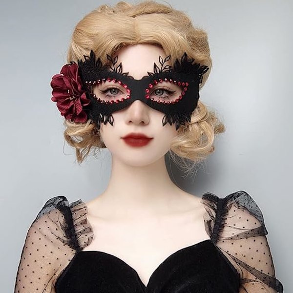 (Sort) Blonde maske Maskebal Maske Festmaske Halloween Maske
