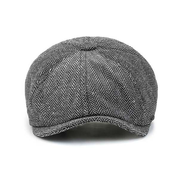 Newsboy Style Flat Cap Peaked Cap Mens Womens Black Panel Pe