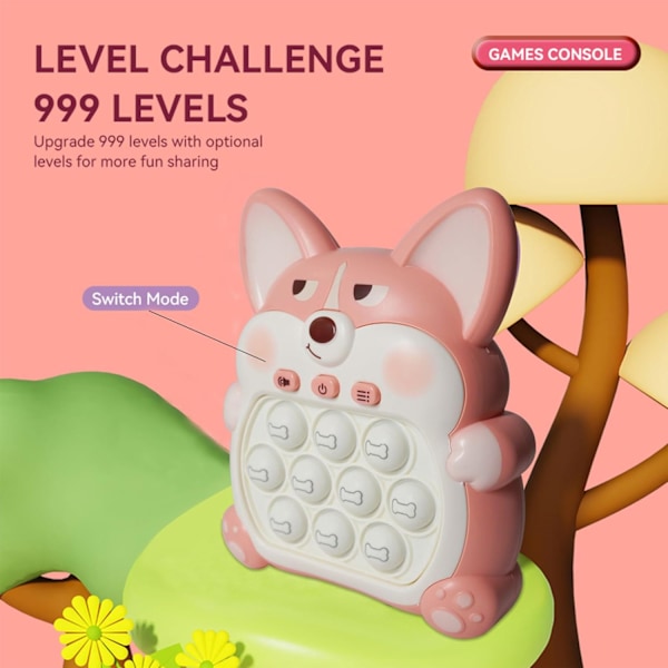 (Corgi Pink) Lysende Pop Fidget Sensoriske Legetøj Håndholdt Spil,Tryk