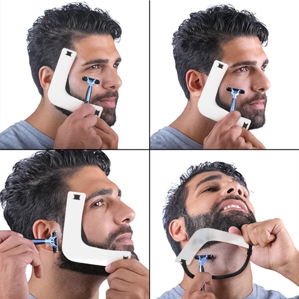 2 stk-skjeggtrimmeguide for menn, skjegg- og halsformende sjablong for menn