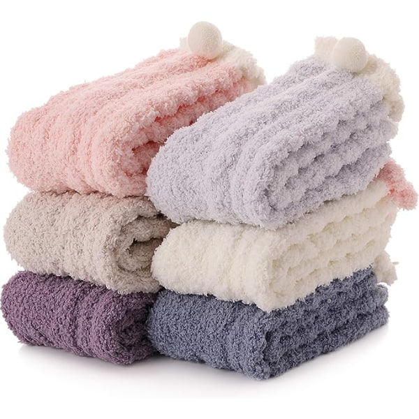 6 par dammiga fluffiga strumpor mjuka hyttstrumpor i fleece