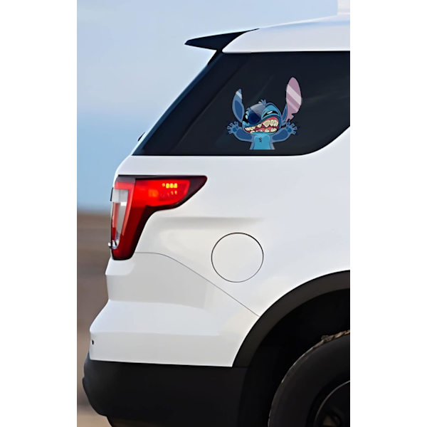 1 st Stitch Rolig Slagande Glas Anime Cartoon Vinyl Dekal Sticker för Bil/Lastbil/Laptop