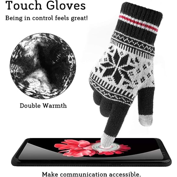 Talvikosketusnäytölliset hanskat, 2 paria kosketusnäyttökäsineitä, nainen