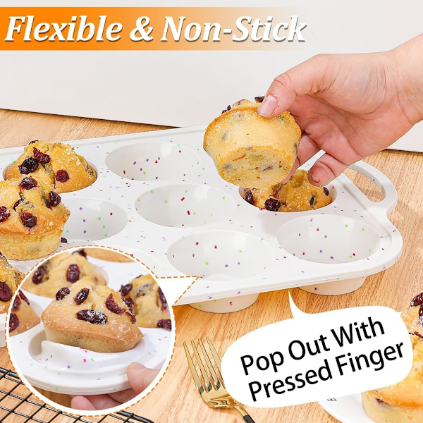 1 Pakk Silikon Muffinsform, Metallforsterket Ramme Vanlig Størrelse Cupcakeform med Håndtak 12 Kopper Non-Stick Muffinsform for