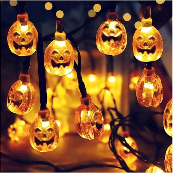 2-pack Halloween-lampor för utomhus 1,5m 10 LED Halloween-ljusslingor Batteridrivna Pumpa-lampor Vattentäta Jack-O-Lantern