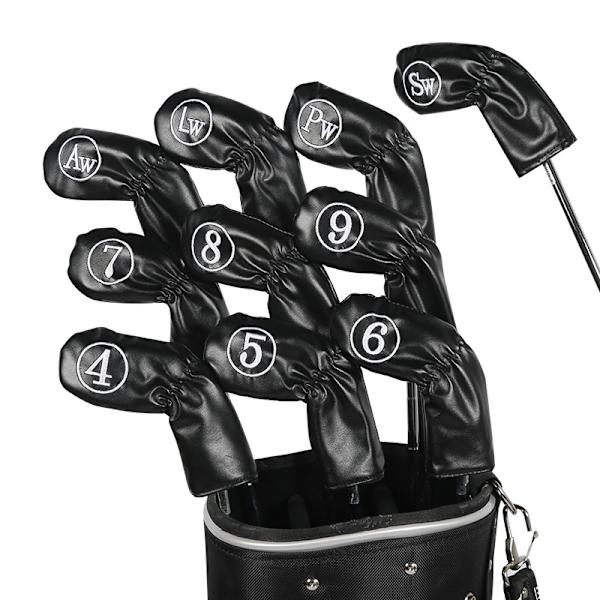 (19x7x1,2cm) 10 st/set Svart PU Läder - Golf Järn Huvudskydd