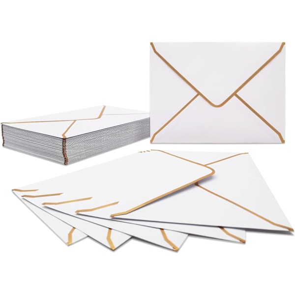 50 st inbjudningskuvert 18,5 x 13,5 cm, kuvert 5 x 7 tum V-flik kuvert för postkort White