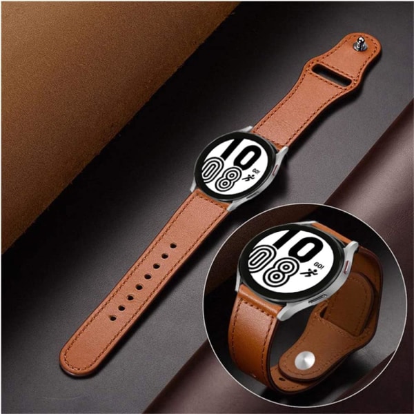 20mm brune skinnreimer for Samsung Galaxy Watch 6 5 4 40mm 44mm/Watch 4 6 Classic 47mm