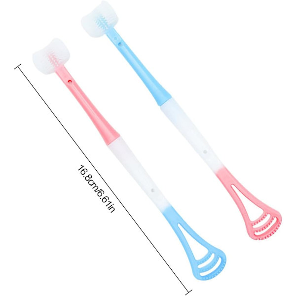 2-pack trekantig tandborste, tungrengöringsborste, tandborste