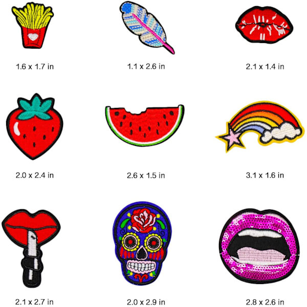 Broderade Patch-tillbehör i olika storlekar, DIY-patchar, Sy på/Stryk på-patchar, Applikationer för jackor, jeans, byxor, ryggsäckar