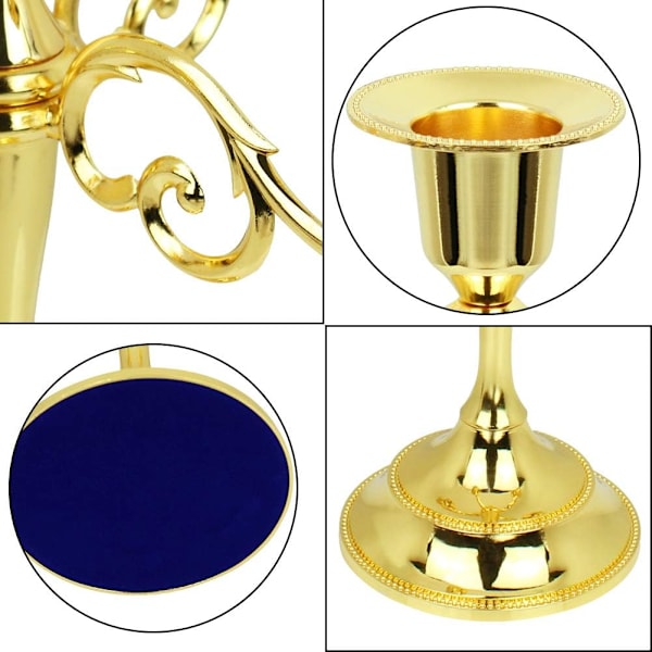 Metall Candelabra 5-Ljus 10,1 Tum Hög Ljusstake Stick för Hem Bröllop Evenemang och Fest Festival, Guld