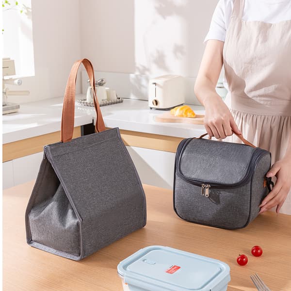 Matpose, Liten sammenleggbar kjølebag, Isolert bag med aluminiumsfolieforing, Matpose (grå, 9L)