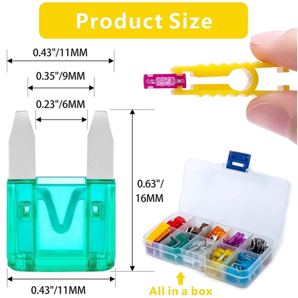 120pcs Mini Car Fuse Fuse Assortment Fuse for Auto Truck with Storage Case (2A, 3A, 5A, 7.5A, 10A, 1