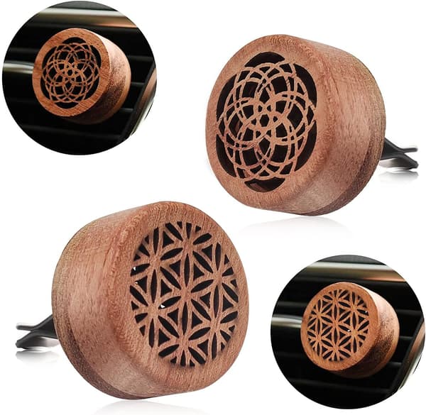 2 st bil eterisk oljediffusor, bil aromaterapi diffusor ventilklämma mini trä bil eterisk oljediffusor bärbar Sma