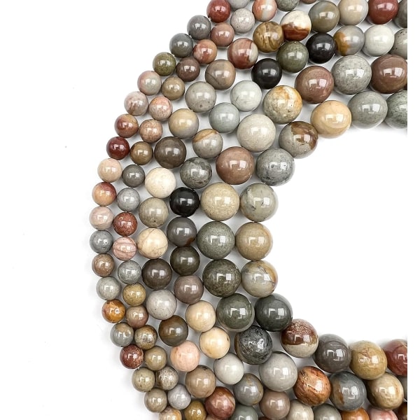 6-paknings naturlige runde løse perler for smykkefremstilling, DIY-BH