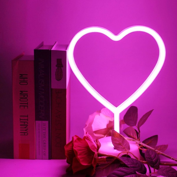 (rakkaus) Neonkyltit makuuhuoneeseen jalustalla, paristolla tai USB, kevyt koristelu joulusynttäriin