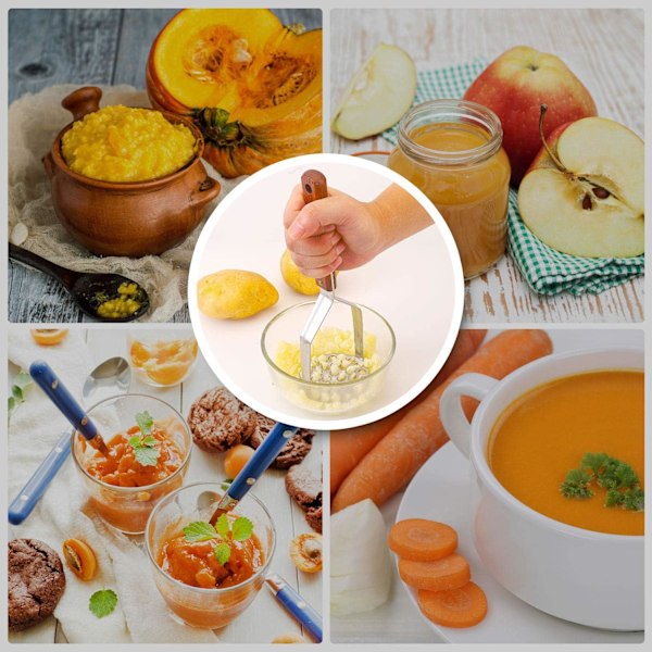 1 st Potatispress i Rostfritt Stål, Tjock, Robust, Halksäker Handtag, Böjer sig Inte Lätt, Lätt att Använda, Stabil Konstruktion