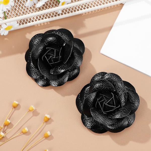 2 stk. Læderblomster clips til sko, Kunstlæder Rose sko clips, DIY sko dekorationer til Flade sko Hæle Sandaler Støvler