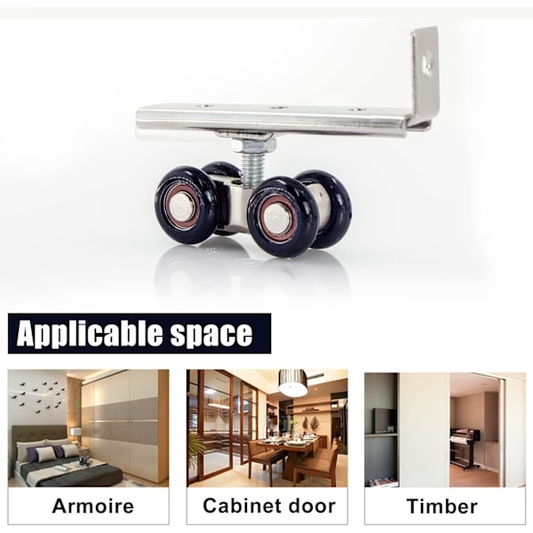 Skydedørsrulle til skab - Skydedørsbeslag Aluminiumlegering Skydeprofil til Indvendige Døre, Passagedøre, Træ, Glasskydedøre, 2 Stykker