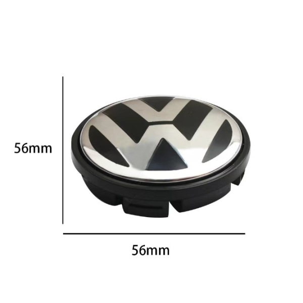 1 stk. VW Alufelg Senterdeksel Satin Sort Høy Krom (konveks overflate)