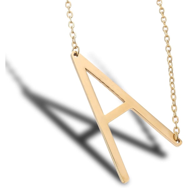 Sideways Initial Halskæde 18K Forgyldt Rustfrit Stål Stor Bogstav Vedhæng Halskæde Script Navn Monogram Halskæde