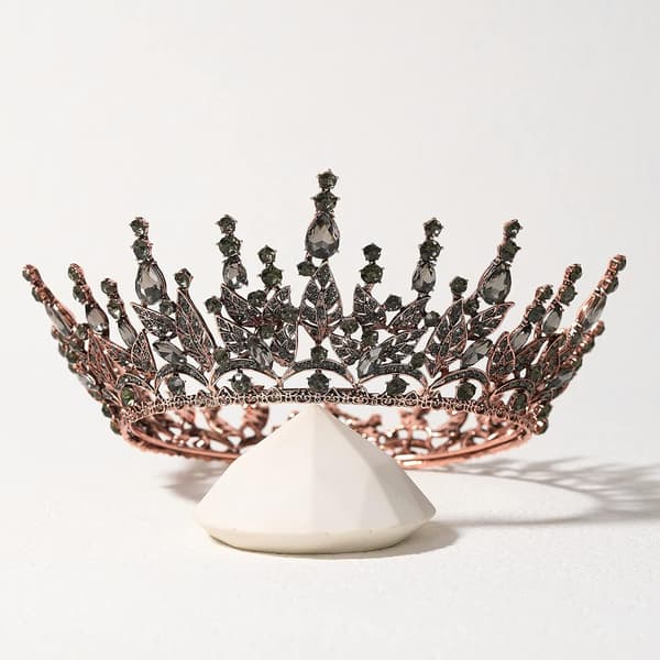 Barok Dronning Krone til Kvinder, Rhinestone Bryllupskrone, Sort Ti