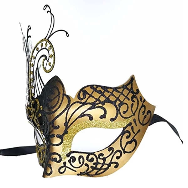 2 stk. Venetiansk metal rhinestone sommerfuglemaske til kvinder til maskerade/Mardi Gras fest/sexet kostume ba