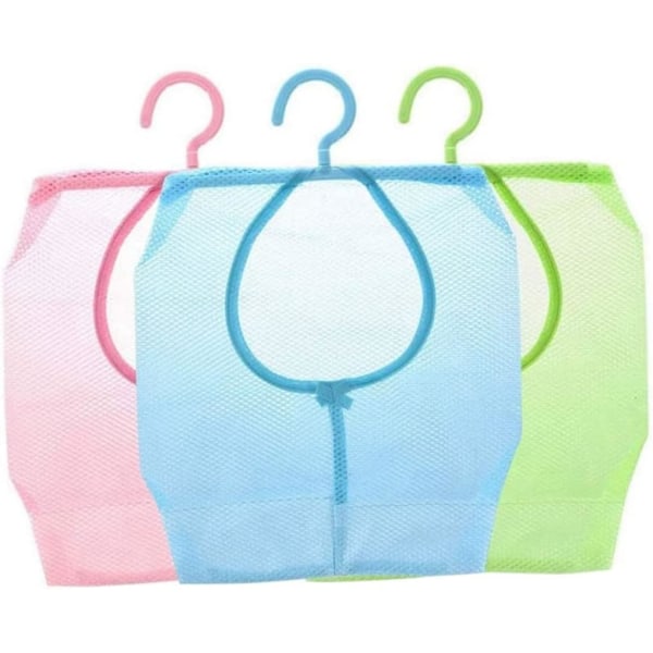 3 stk Klesklypeposer Mesh Oppbevaringspose med Henger Henge Oppbevaringskurv for Vaskerom Klesklypeposer