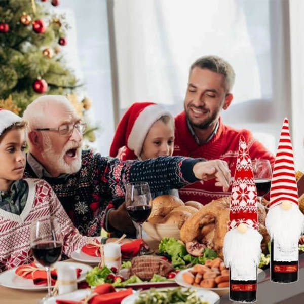 4-pack Jultomte Vinflaskkorkar, Handgjorda Svenska Tomte Vinflaskkorkar Dekoration Jultomte Skandinavisk Stil