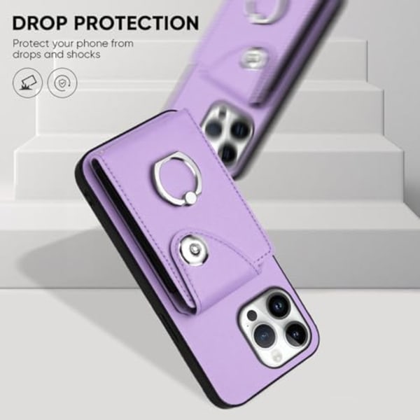 Kompatibel med iPhone 16 Pro Max Wallet Case med Kortlomme Design 360° Rotation Ring Stativ Snap Knap Stødsikker Pro