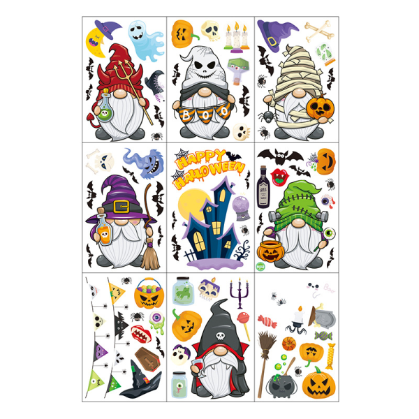 Halloween party static window sticker, cartoon dwarf horror decorative sticker