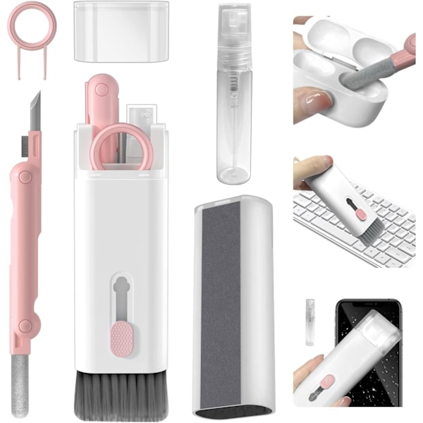 (Rosa) 7 i 1 Elektronik Rengöringsset, Tangentbords Rengöringsset med Borste, Rengöringspenna för Airpods Pr