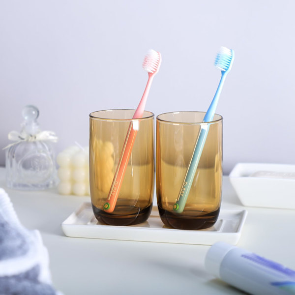 2 stk. Badeværelseskopper, Klar Plastik Tandbørsteholder, Kop