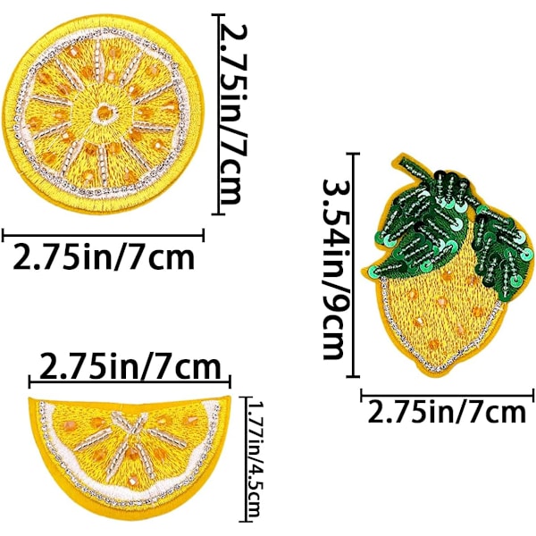 6 Stykker Citron Perlebroderi, Citron Frugt Broderi Mærker