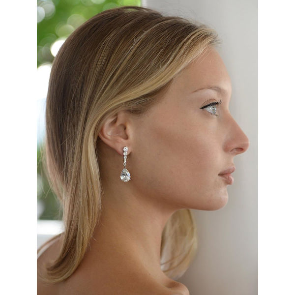 Cubic Zirconia Bryllupsdråpeøreringer, Tåreformet Krystall, for Bruder, Brudepiker, Prom Gave