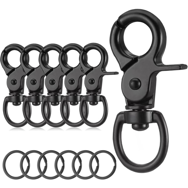 20 stk. Swivel Karabinkrok, 360° Hundekobbel Karabinkrok med Nøkkelring, Sink-Legering Nøkkelring Karabinkrok