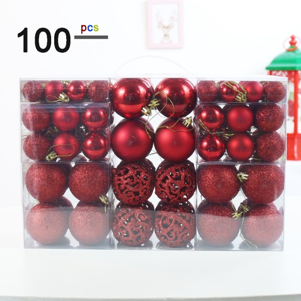 100 st Röda Julgranskulor i Olika Storlekar, Okrossbara