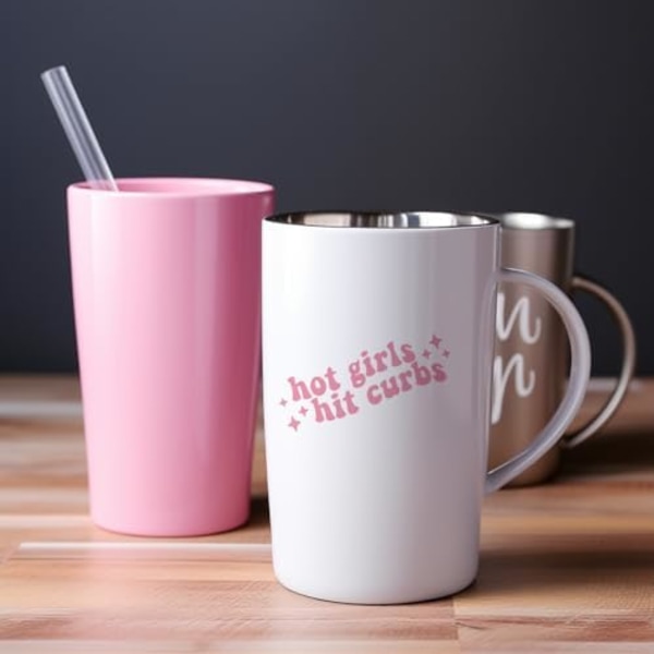 2 x Hot Girls Hit Curbs Vinyl Dekal, Vattenflaska Sticker, Bilspegel Dekoration, Laptop Bumper Sticker, Rolig Bumper Sticker
