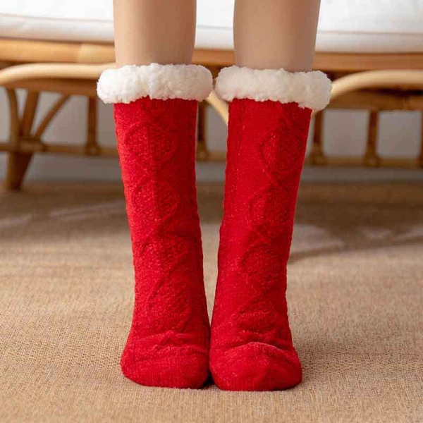Mukavat ja lämpimät sukat liukumattomalla suojalla (punainen)