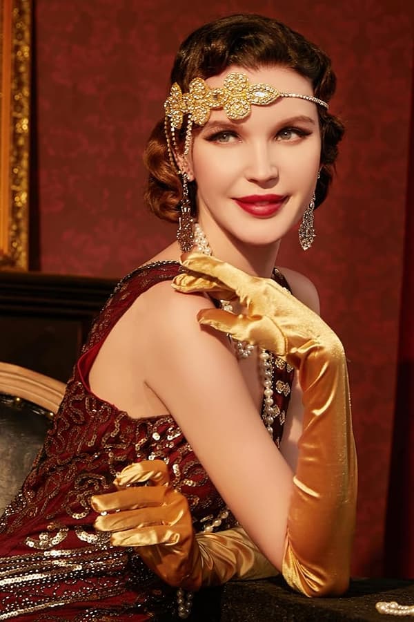 1920'ernes Flapper Tilbehør Kostume Tilbehørssæt 20'ernes Flapper Pandebånd Perlekæde Handsker Plastikholder