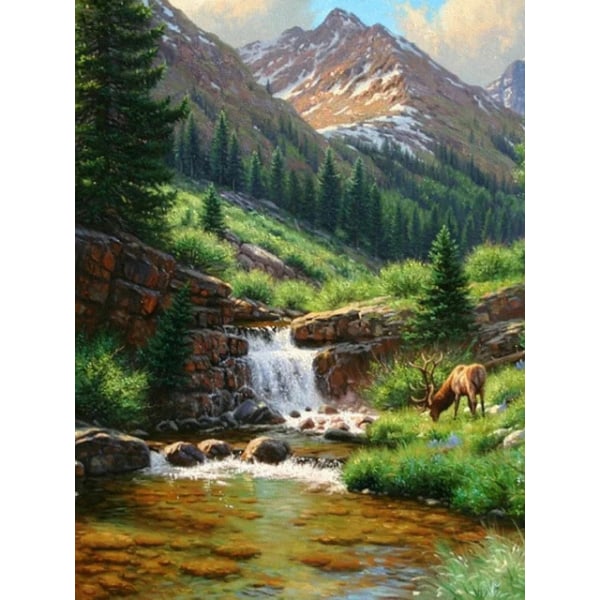 30x40 cm 5D DIY Full Diamond Painting, Panoramic Waterfall