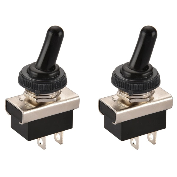 (2)Metal Flip Rocker Switch 12V 25A SPST On/Off 2 Position 2 Pin