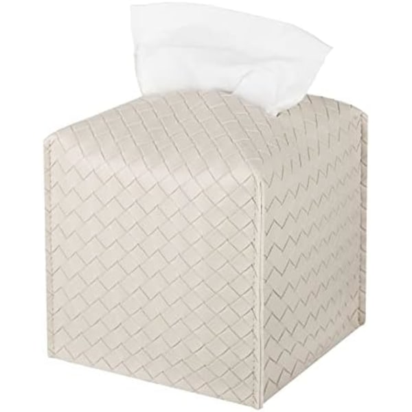 Vævæskeskrin Cover i PU Læder, Firkantet Ansigtsvævæskeskrin, Vævæskeskrin Organizer Dispenser til Badeværelse, Vanity