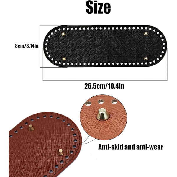 6 stk. taskebund (30x10cm), hæklet taskebund, PU læder