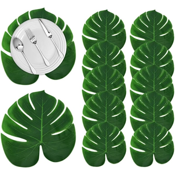 Sæt med 12 Dekorative Tropiske Palmblade, Dekorative Tropiske Blade, Kunstige Palmblade, Kunstige Tropiske Blade, A