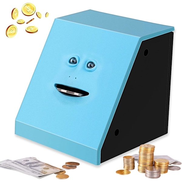 Ansikts-Spargris, Piggy Piggy Bank Myntsväljare Rolig Spargris, Ätande Mynt Spargris Spargris, Batteridriven Savi