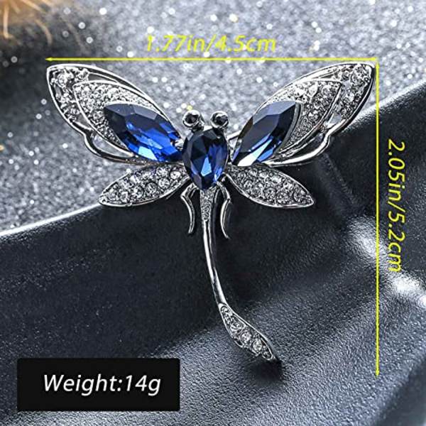4,5x5,2 cm Rhinestone Dragonfly Broche Nål Blå Krystal Insekt Dragonfly Nål Elegant Bryllup Brud Corsage Broche Gnist