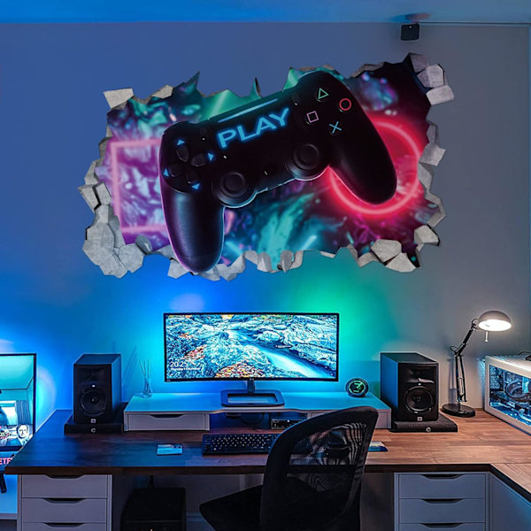 3D Gamer Väggdekaler, Gamer Väggposter Dekoration, Pojkar Sovrum