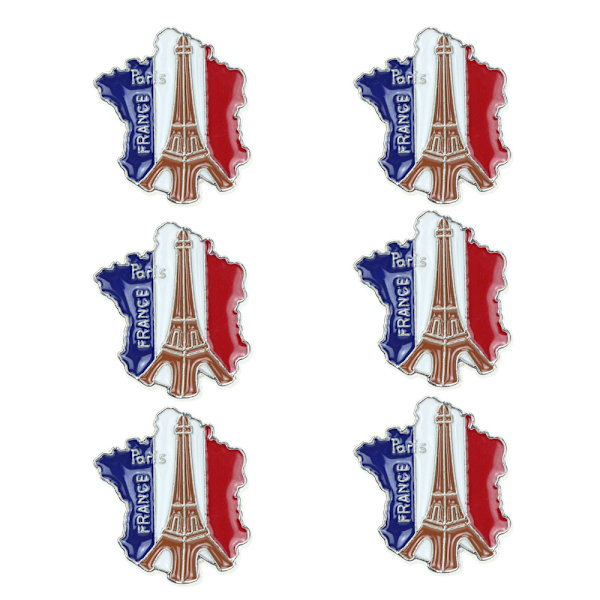 (B)6 st rustika emalj nålar franska flaggan slagtrådsnålar franska brosch metall patriotisk märke franska sou